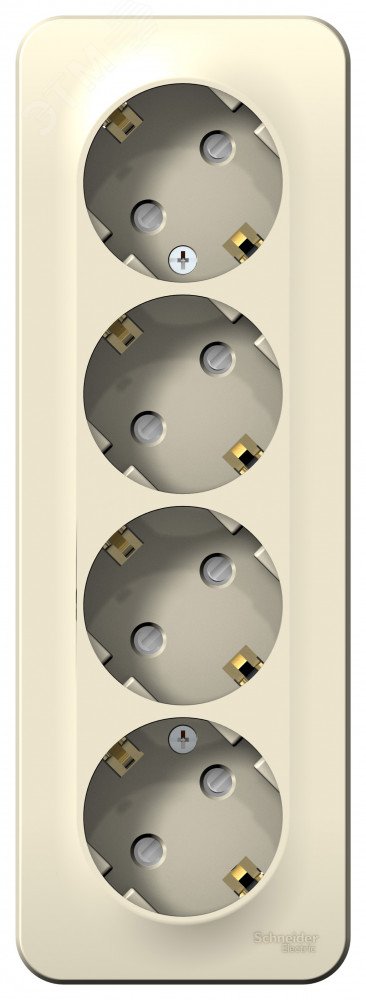 BLANCA О/У РОЗЕТКА 4-я с заземл. со шторк. ИЗОЛ.ПЛ.,16А, 250В, МОЛОЧНЫЙ C2 BLNRA011412