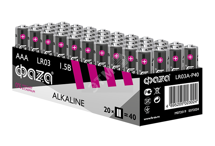 Элемент питания LR03 (AAA) алкалиновая уп. 40 шт. Alkaline Pack-40 5023024