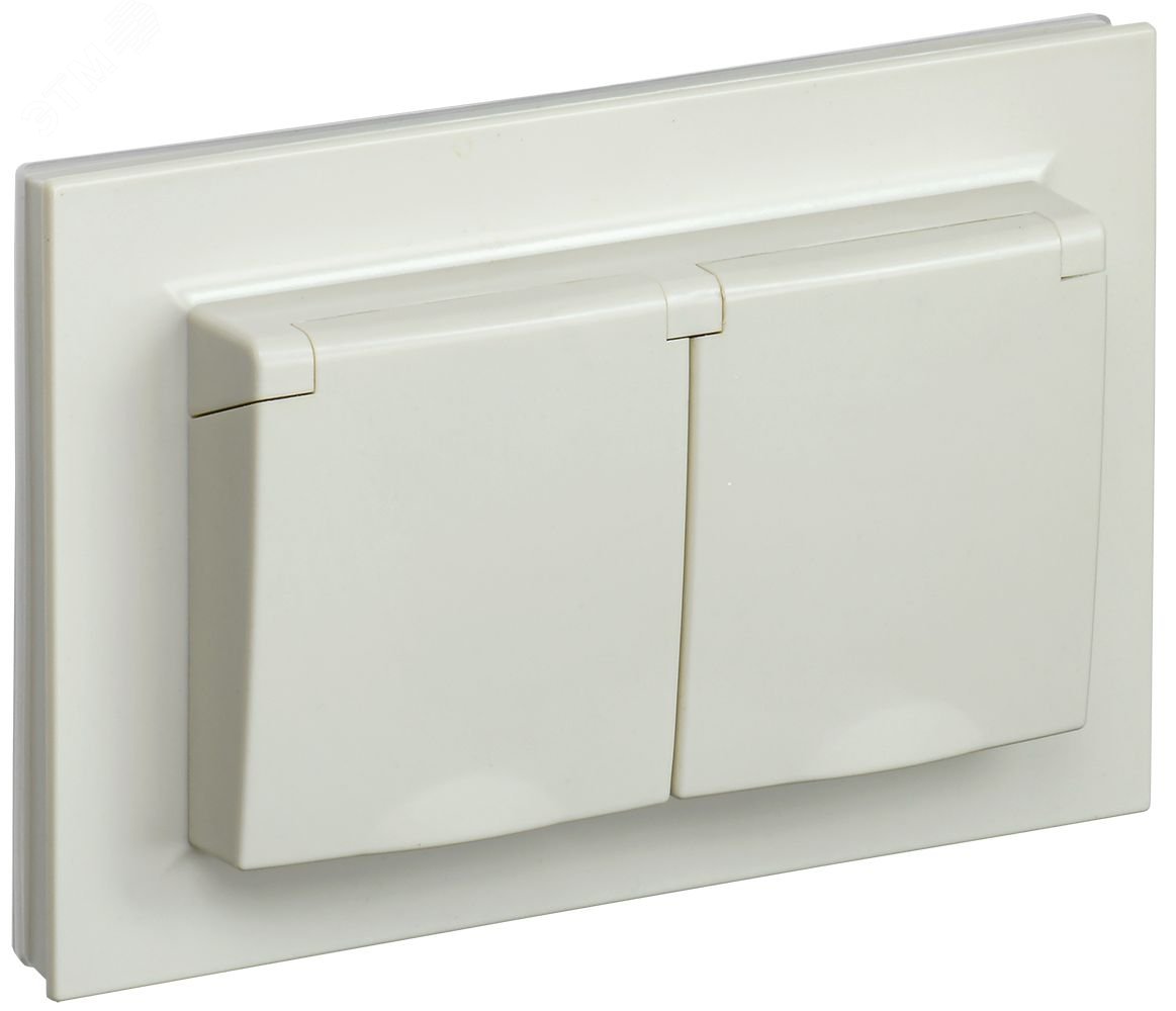 Розетка 2-м СП BRITE РСбш12-3-44-БрКр 16А в сборе IP44 с крышкой беж. BR-R26-16-44-K10-F