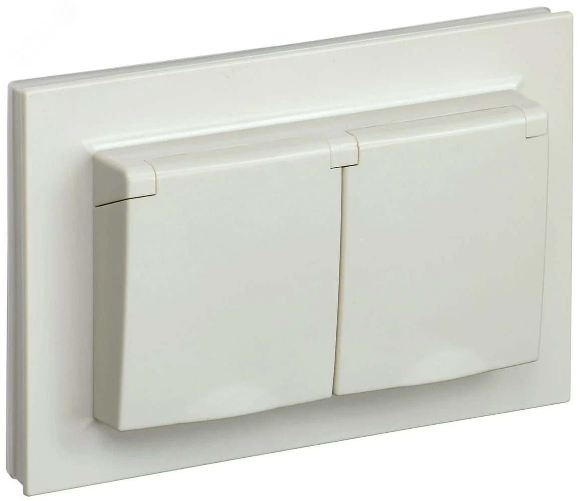 Розетка 2-м СП BRITE РСбш12-3-44-БрКр 16А в сборе IP44 с крышкой беж. BR-R26-16-44-K10-F