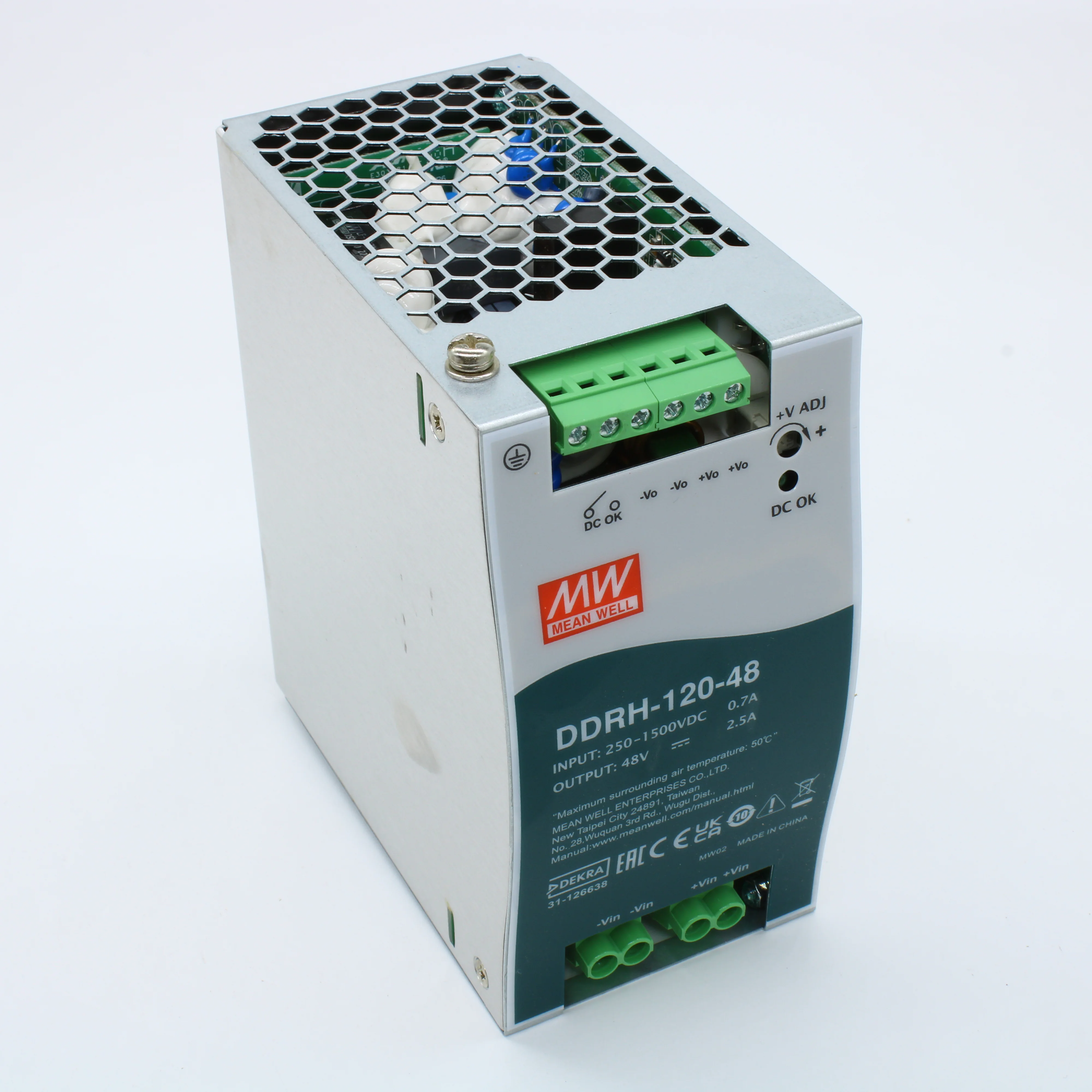 DDRH-120-48 - DC-DC, 120Вт, вход 250…1500 В DC, выход 48В/2.5А, рег.выход 48…58В, изоляция 4000В DC, в кожухе на DIN-рейку, 63х125.2х115мм, -40...+85°С