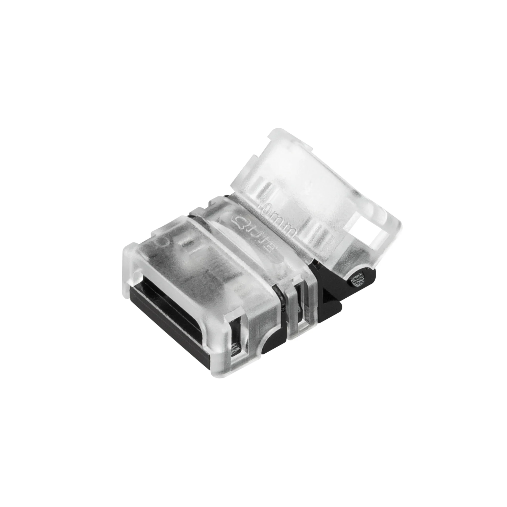 Коннектор HIP-MONO-10-2pin-STS 032236 - Одиночный коннектор для соединения 2-х отрезков открытых светодиодных одноцветных лент шириной 10 мм. Материал - прозрачный пластик. Обеспечивает соединение без ощутимого разрыва. Максимальный допустимый ток 3 А, на