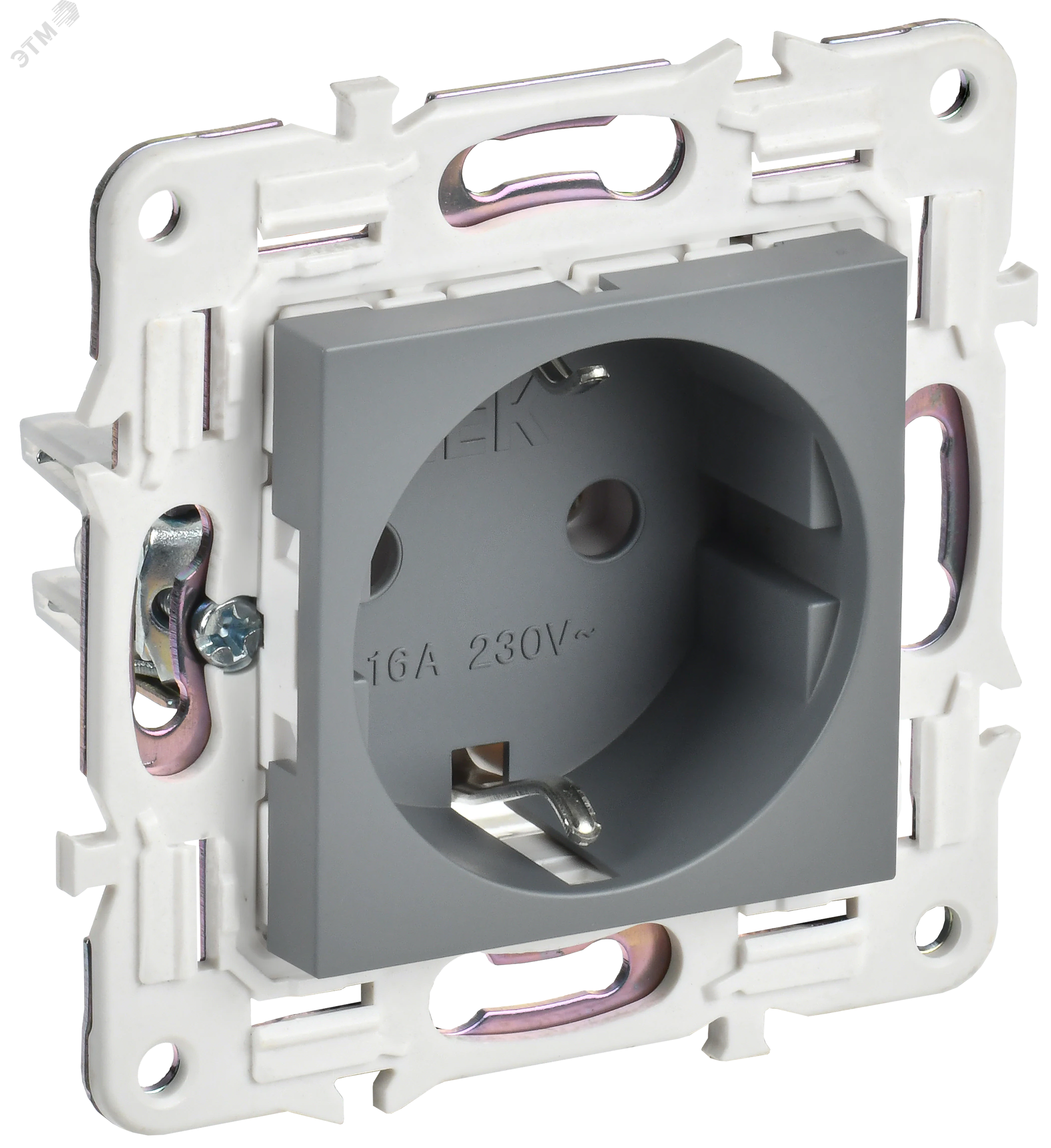 SKANDY Розетка с заземлением без защитных шторок 16А SK-R05Gr серый IEK SK-R11-16-K03