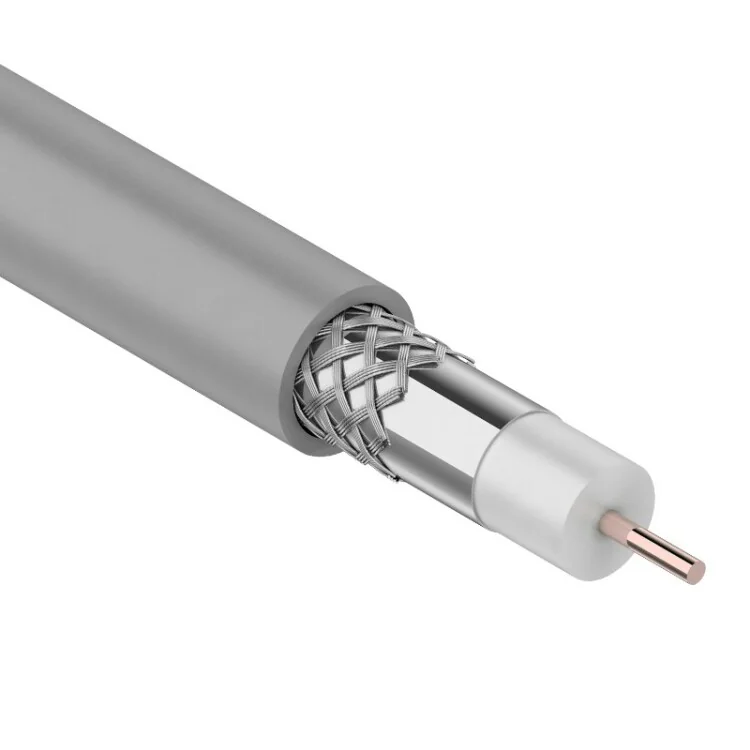Кабель коаксиальный RG-8X, 50 Ом, CCS/Al/Al, 75%, 100м, INDOOR, серый - в бухте 100м