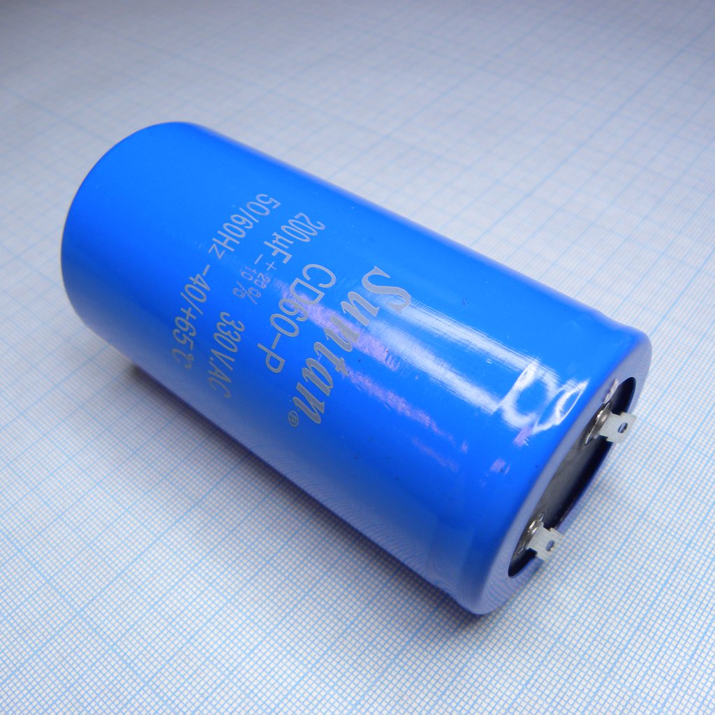 TS13D3L0201VSB000RPT - Конденсатор алюминиевый электролитический для запуска электродвигателя 200мкФ 330В -10%...+20% (50 X 100мм)  2000ч 65°С