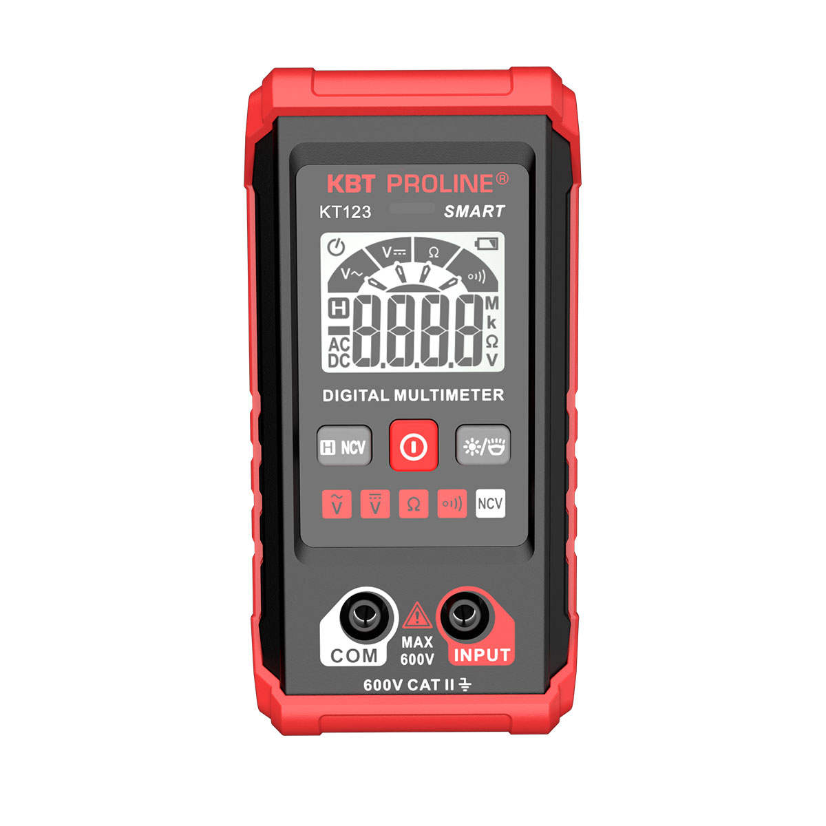 KT 123 серия PROLINE - Мультиметр компактный цифровой SMART с True RMS, ЖК-дисплей, ACV/DCV/R/NCV, автоматический выбор пределов измерений, фонарик