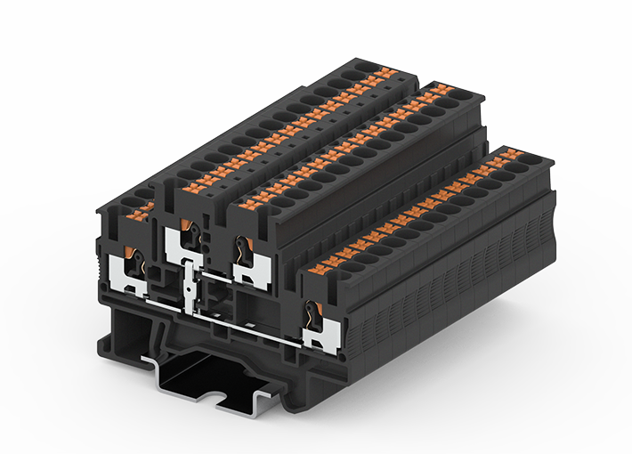 Этажная клемма TPD2.5-2-PV - Этажная клемма, межэтажное соединение, тип фиксации провода: push-in, номинальное сечение: 2,5 мм кв., 22A, 500V, ширина: 5,2 мм, цвет: черный, тип монтажа: DIN 35
