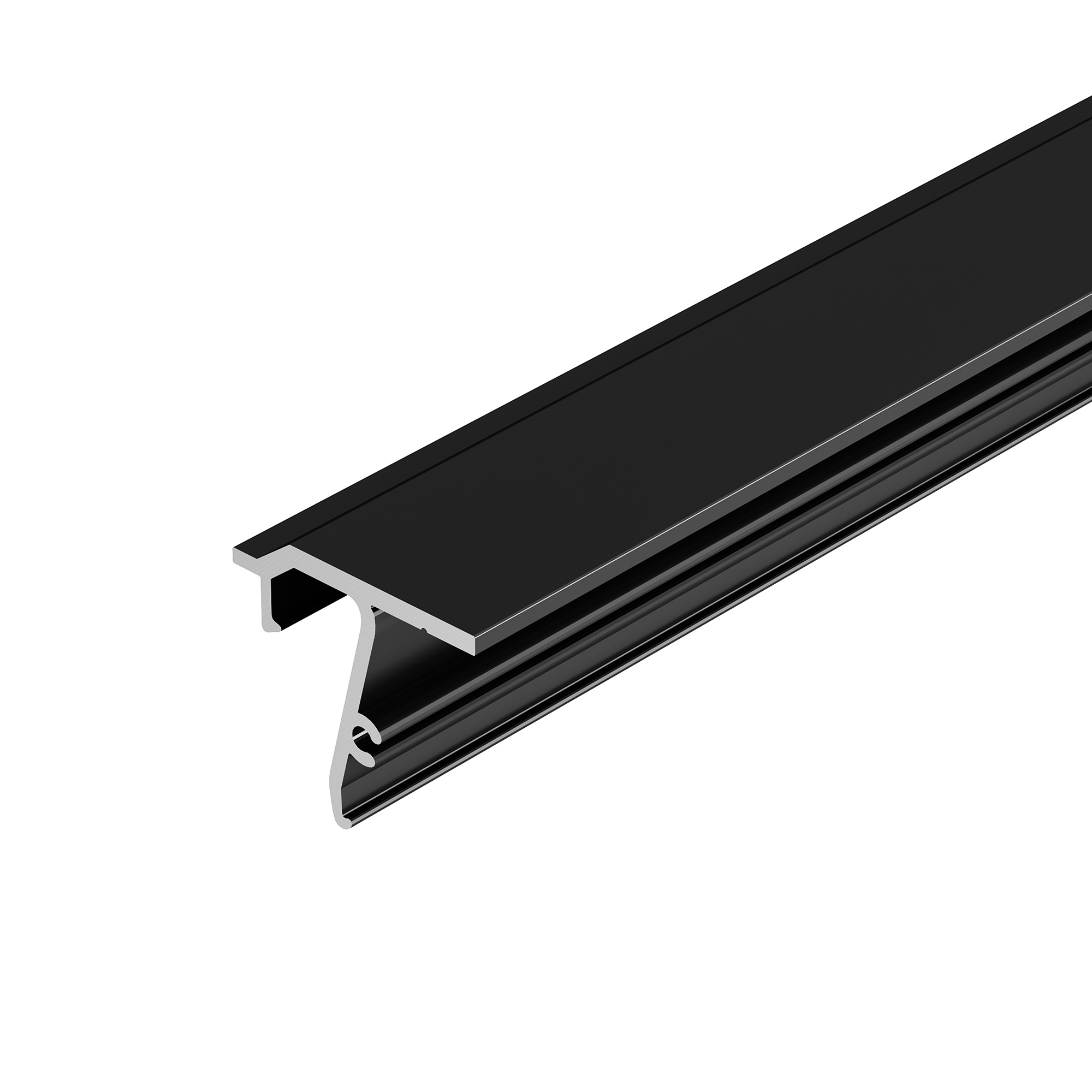 Профиль STRETCH-SHADOW-TECH-CEIL-2000 BLACK (A2-DELTA) 040704 - Алюминиевый профиль для монтажа натяжного потолка с теневым зазором 8мм. Крепится к потолку. Цвет - чёрный RAL9005 (порошковая окраска). Гарпунная система монтажа. Габаритные размеры (LхWхH):