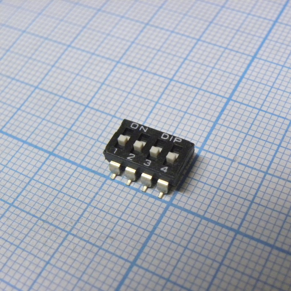 DM-04-V - Движковый переключатель 4 группы SMD монтаж 2.54мм 25мА 24В