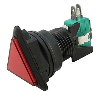 GMSI-6B-T NO(NC)+NC(NO) RED - Кнопка треугольная с LED подсветкой, цвет красный, размер 38.2мм, посадочное отверстие 23.5мм, 5А/250В
