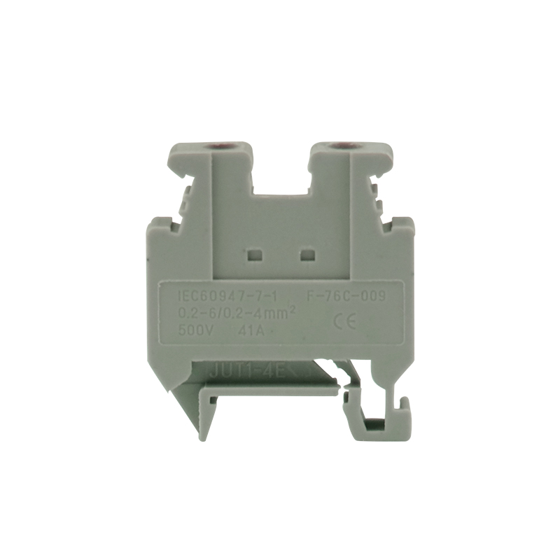 Проходная клемма JUT1-4E-GY - Проходная клемма, тип фиксации провода: винтовой, номинальное сечение: 4 мм кв., 500V, 32A, ширина: 6,2 мм, цвет: серый, тип монтажа: DIN15