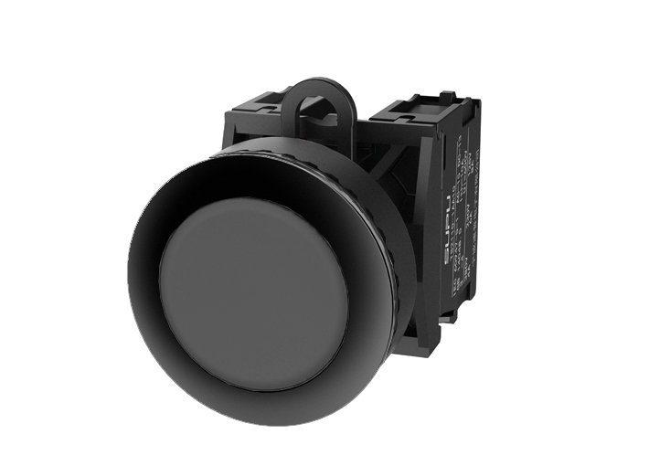 Кнопка плоская (черная) TS2530-0AL60-S20 - Кнопка круглая плоская, с блокировкой, без подсветки, утопленное пластиковое переднее кольцо, с мгновенным нажатием, с контактной группой 2NO, диаметр головки кнопки 36 мм, диаметр посадочного отверстия: 22 мм, ц