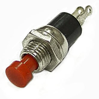 PBS-10B OFF-(ON) КРАСНЫЙ - Кнопочный переключатель, OFF-(ON) без фиксации на замыкание, красный