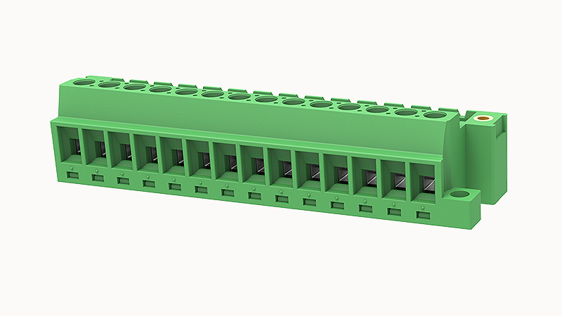 PCB вилка 2EDG-DBM-5.08-14P-14 - Вилочный разъем, PCB, на кабель, угол 90 град., с монтажными фланцами,монтаж на поверхность,шаг 5,08 мм, 14 полюсов, сечение проводников: 0.2 - 2.5 мм кв., 320V, 12А, цвет: зеленый, серия 2EDG-DBM