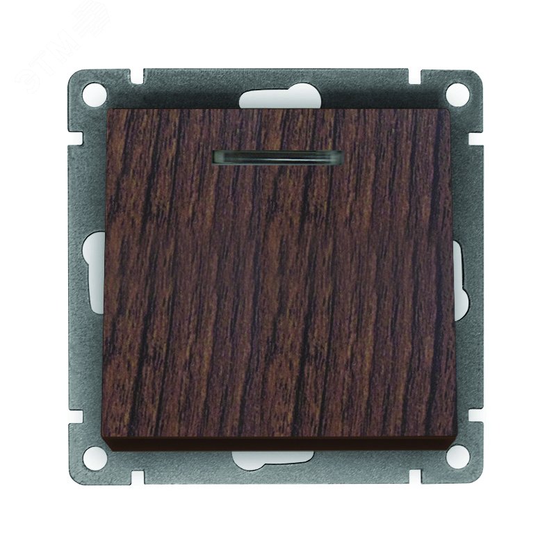 Выключатель одноклавишный с подсветкой UNIVersal серия Афина , с/у, 10А, 220В, венге (еврослот), механизм A0121-V