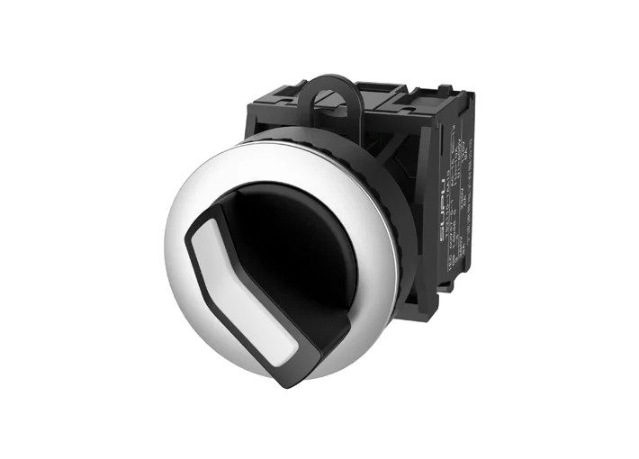 Селекторный переключатель (черный) TS2520-1CE60-R20 - Переключатель, короткая ручка, 3-х позиционный, пружинный самовозврат из правого положения, без подсветки, утопленное алюминиевое переднее кольцо, с плавным нажатием, с контактной группой 2NO, диаметр 