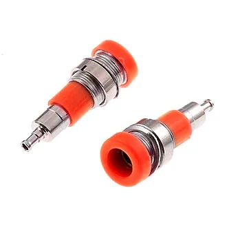 Z010 4MM PANEL JACK RED - Гнездо Z010 4 мм на панель jack красный, на панель под пайку