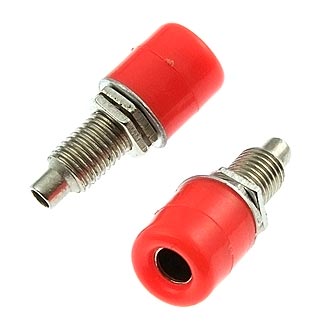 Z011 4MM PANEL JACK RED - Гнездо Z011 4 мм на панель jack красный, на панель под пайку