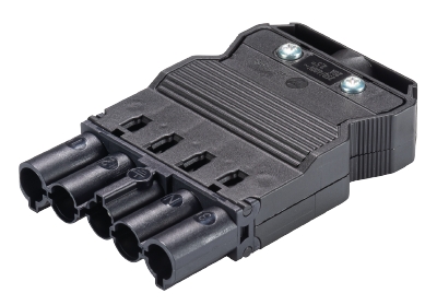 Разъем GST18i5S S1ZR1 SW - Вилочный разъем на кабель диам. 8,5 - 12,5 мм, 5 полюсов, винтовая фиксация, номинальное напряжение: 250/400V, номинальный ток: 20A, цвет: черный, серия gesis GST18i5