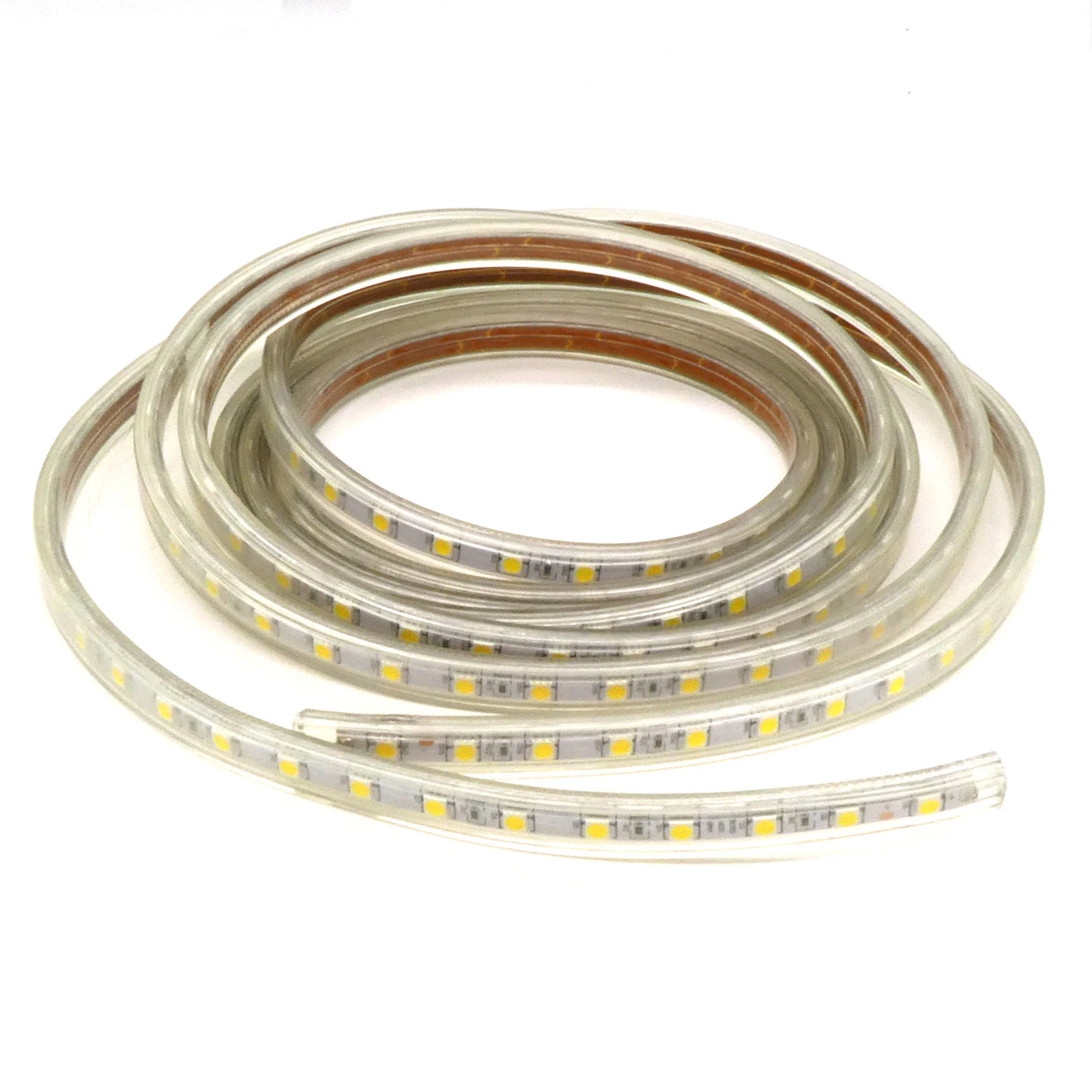 LED-лента 5050 W/ 60 чипов/1м/220V/IP68 - в силиконовой оболочке / белая  / 60 чип диодов 5050 на метр / потребляемая мощность 14,4 Вт/м / 720 Лм/м / 4200k / IP68/