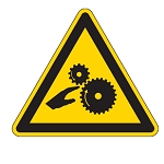 gws223339 - PIC 334 Предупреждающий знак безопасности "Возможно травмирование рук", 25 мм, 250 шт/рул, B-7541(ламинированный полиэстер)