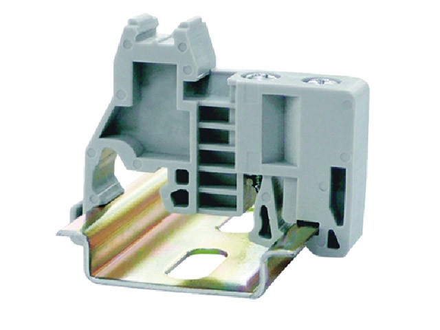 Концевой стопор E/1-GY - Концевой стопор на рейку DIN35, тип зажима: винт, цвет: серый, пластик