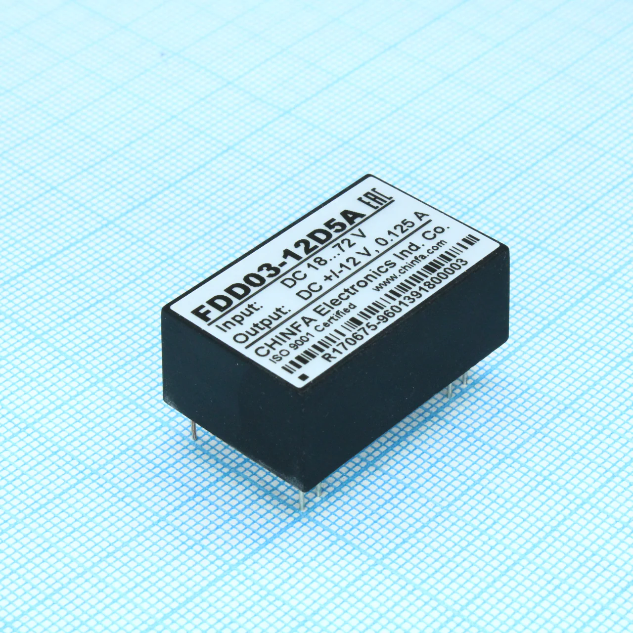 FDD03-12D5A - Преобразователь DC/DC, 3Вт, вход 36…72В, выход ±12В/125мА, изоляция 1500В DC, remote on/off, корпус DIP24, 31.8х20.3х12.7мм, -40°С…+71°С