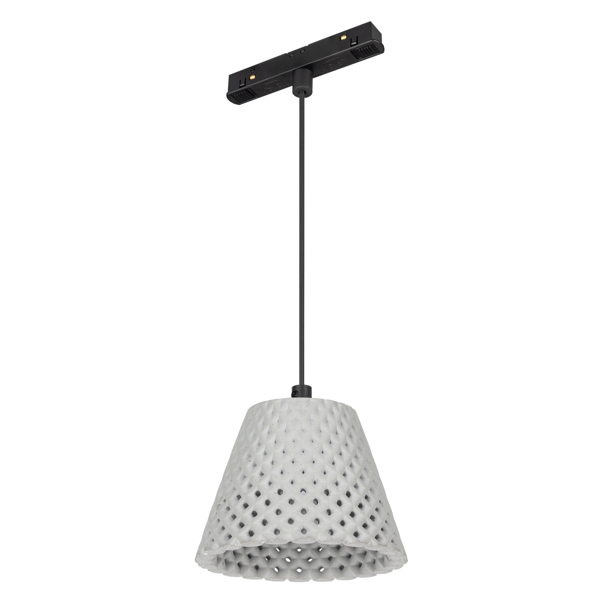 Светильник MAG-ORIENT-OLLAS-HANG-5W Day4000 (BK-GR, 80 deg, 48V) 036386 - Светильник для магнитных треков MAG-ORIENT шириной 26 мм. Мощность 5 Вт, св. поток 120 лм, Дневной 4000 K, CRI>90, угол 80°, напряжение питания 48 В. Серый фигурный корпус из композ