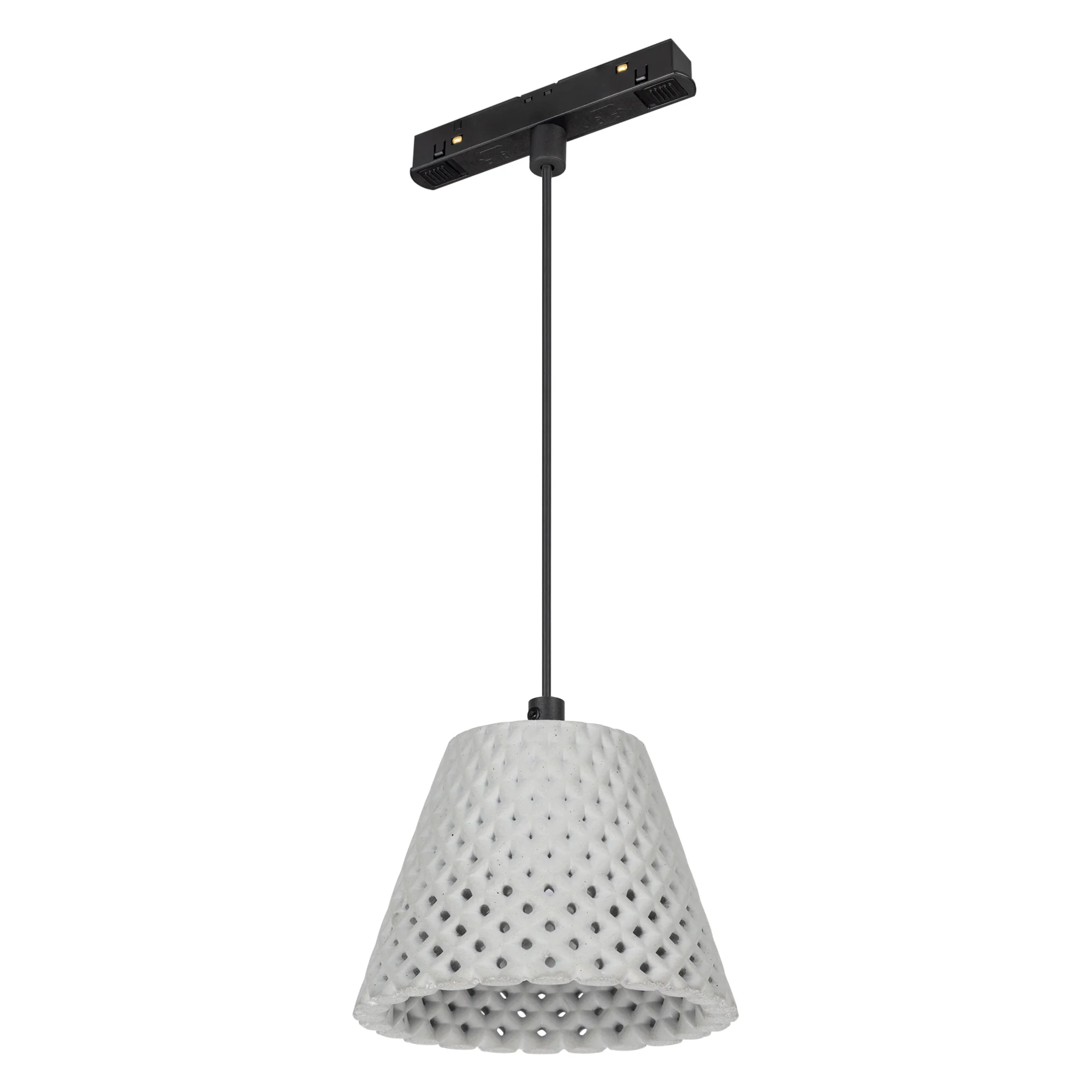 Светильник MAG-ORIENT-OLLAS-HANG-5W Warm3000 (BK-GR, 80 deg, 48V) 037371 - Светильник для магнитных треков MAG-ORIENT шириной 26 мм. Мощность 5 Вт, св. поток 120 лм, Теплый 3000 K, CRI>90, угол 80°, напряжение питания 48 В. Серый фигурный корпус из композ