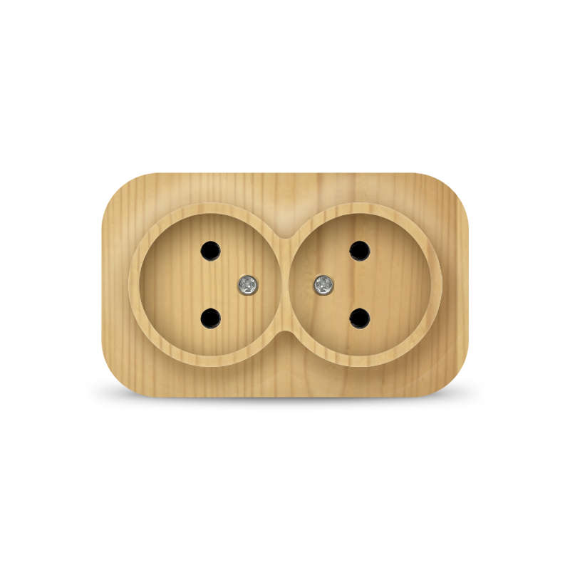 Розетка 2-м ОП 10А IP20 без заземл. сосна 1438