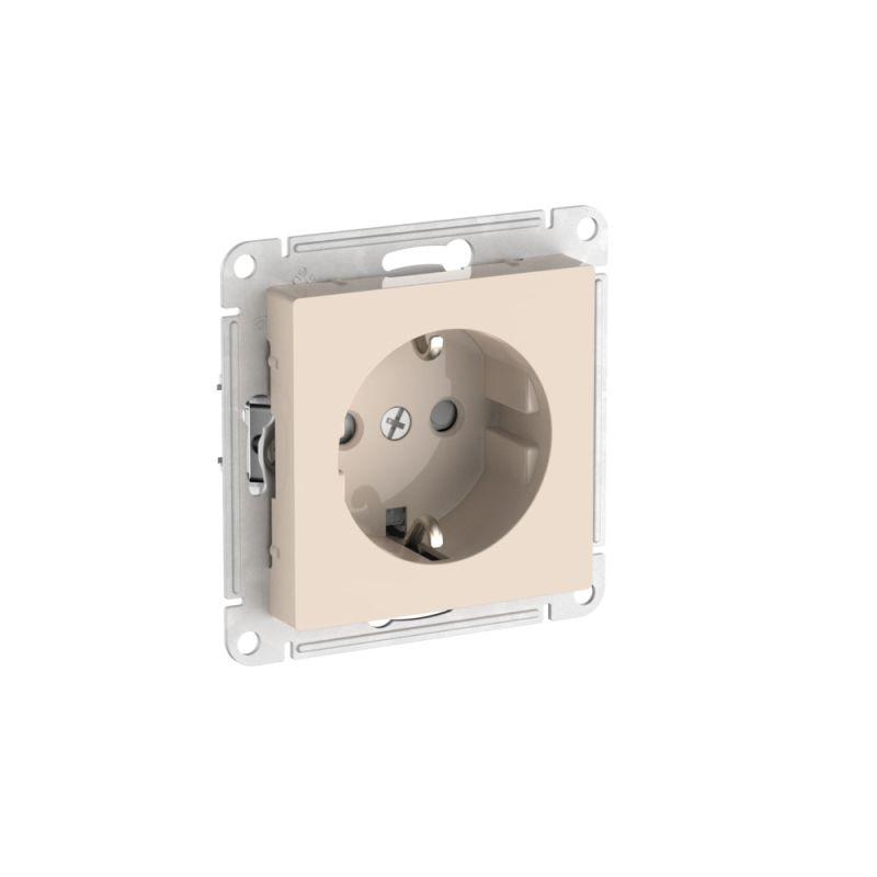 Розетка AtlasDesign 16А с заземл. защ. шторки быстрозажим. клем. механизм беж. SE ATN000245S