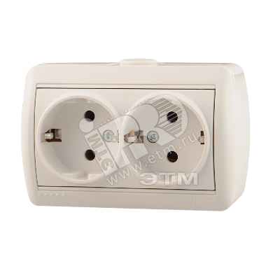 Розетка 2-м ОП Nata 16А IP20 с заземл. керамика бел. 710-0200-127