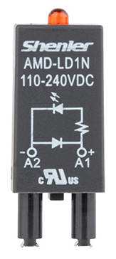 Модуль AMD-LD1N 110-240V DC - Модуль для реле, 110 - 240VDC, красный светодиод, диод (+А1/-А2), цвет: черный, для колодок: SRU, SKF14, SKC, SKB, STB, SRC*-E, SRB, GZT, GZM, GZS, GZMB, ES32