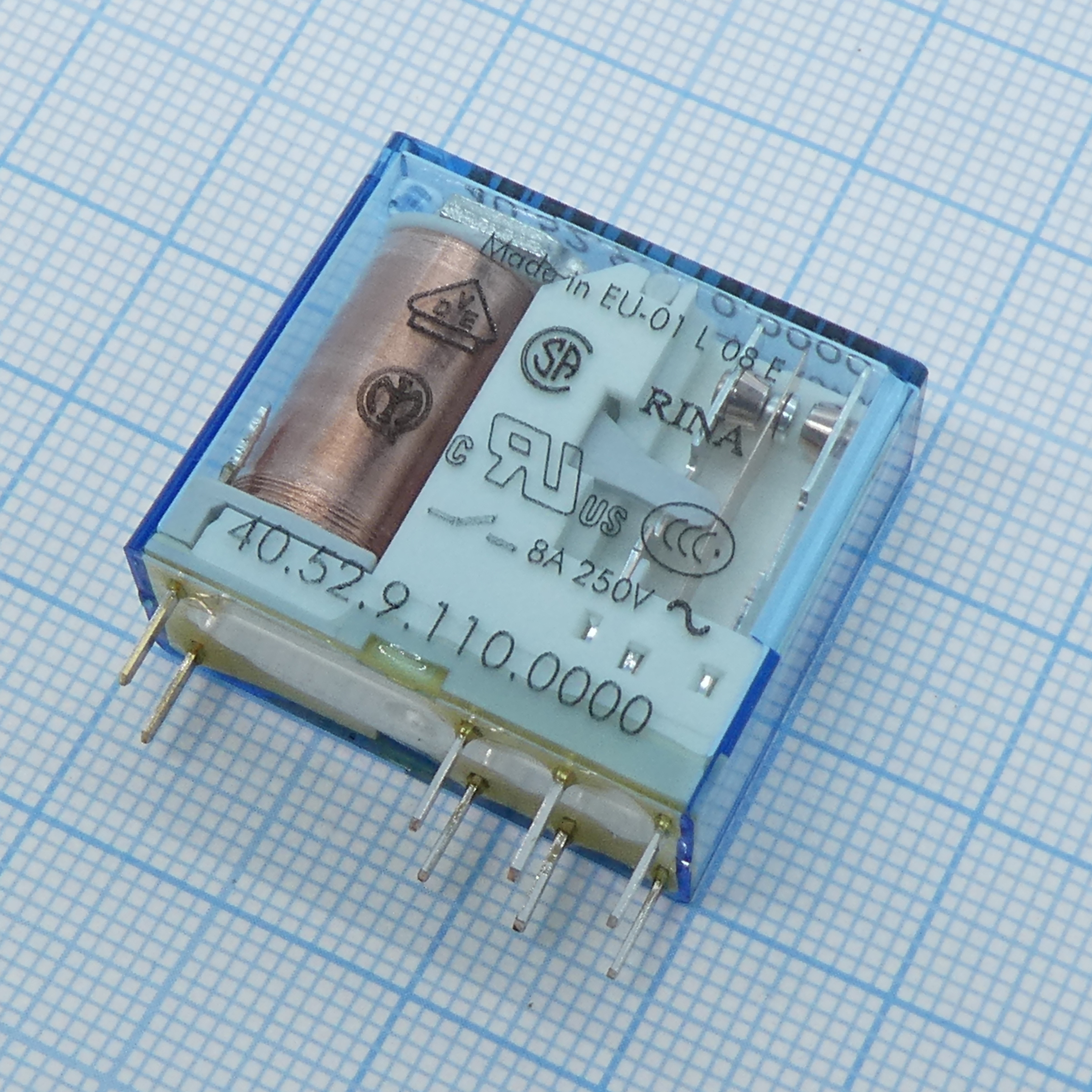 40.52.9.110.0000 - Миниатюрное реле; 2 перекидных контакта 8А (= 110В DC)