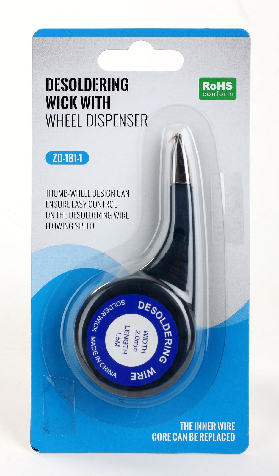 ZD-181-1 2.0мм - Оплетка для удаления припоя 2,0мм 1,5м в корпусе-дозаторе