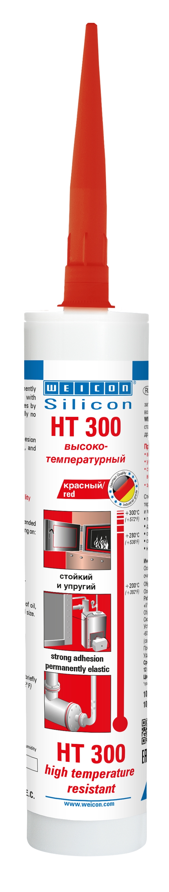 wcn13050310 - 10000432 WEICON Силикон HT 300 высокотемпературный красный (310 мл)