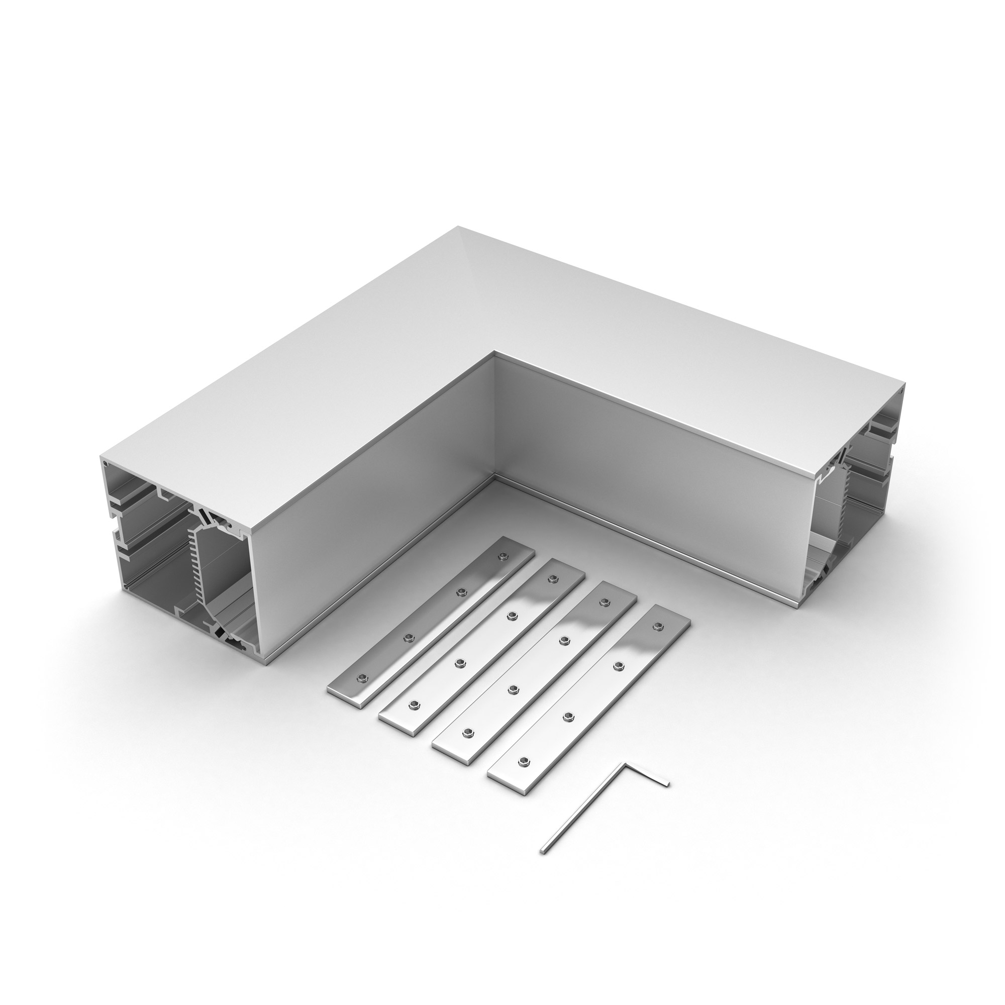 Угол SL-LINE-6070 внутренний 030139 - Угол в сборе, для профиля SL-LINE-6070. Свечение внутрь. В комплекте угол с экраном, соединители, винты, шестигранный ключ.