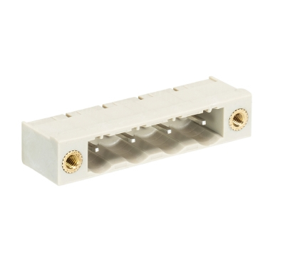 Вилка Wiecon 8413 S / 4 WF OB - Вилочный разъем, горизонтальный, на плату, с монтажными фланцами, шаг 7,62 мм, 4 полюса, фиксация на плате пайкой, 690V, 12А, без маркировки, цвет: серый, серия 8413 S WF