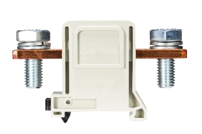 Клемма болтовая RFK 1 / 95 F S35 - Сильноточная болтовая клемма, тип фиксации провода: болт-болт, номинальное сечение: 95 мм кв., 250A, 1000V, ширина: 32 мм, цвет: серый, тип монтажа: DIN 35