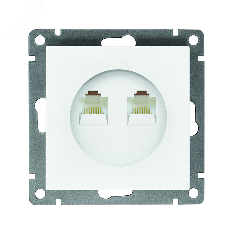 Розетка компьютерная двухместная UNIVersal серия Афина с/у, 1А, RJ45, белая (еврослот), механизм A1086