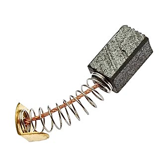 BRUSH 6.5X7.5X14 SPRING - Щетка графитовая для электродвигателя, медный провод на пружине, контакт латунь