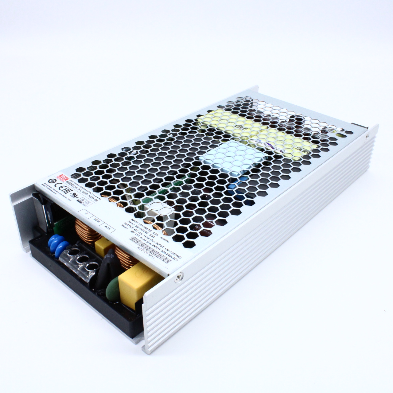 UHP-1000-48 - AC-DC, 1008Вт, вход 90…264В AC, 47…63Гц, выход 48В/21A, ККМ, рег. вых 48…57.6В, изоляция 3750В AC, в кожухе 240х115х41мм, -30…+70°С