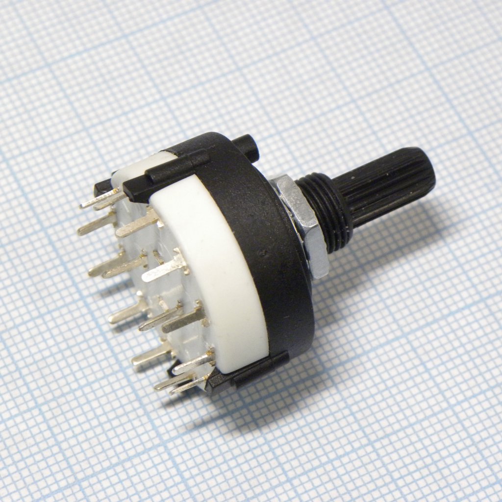 DS SR25P2 2-12 - Переключатель поворотный 2-12(2группы*6) положений ручки (регулируется шайбой), вал 6мм с насечкой