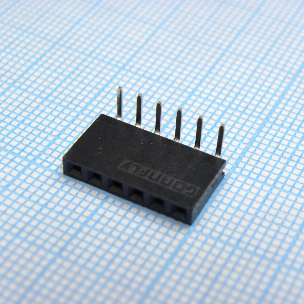 DS1024-1X6R2 - Гнездо на плату угловое 1x6 конт., шаг 2.54 мм., длина 8.5мм