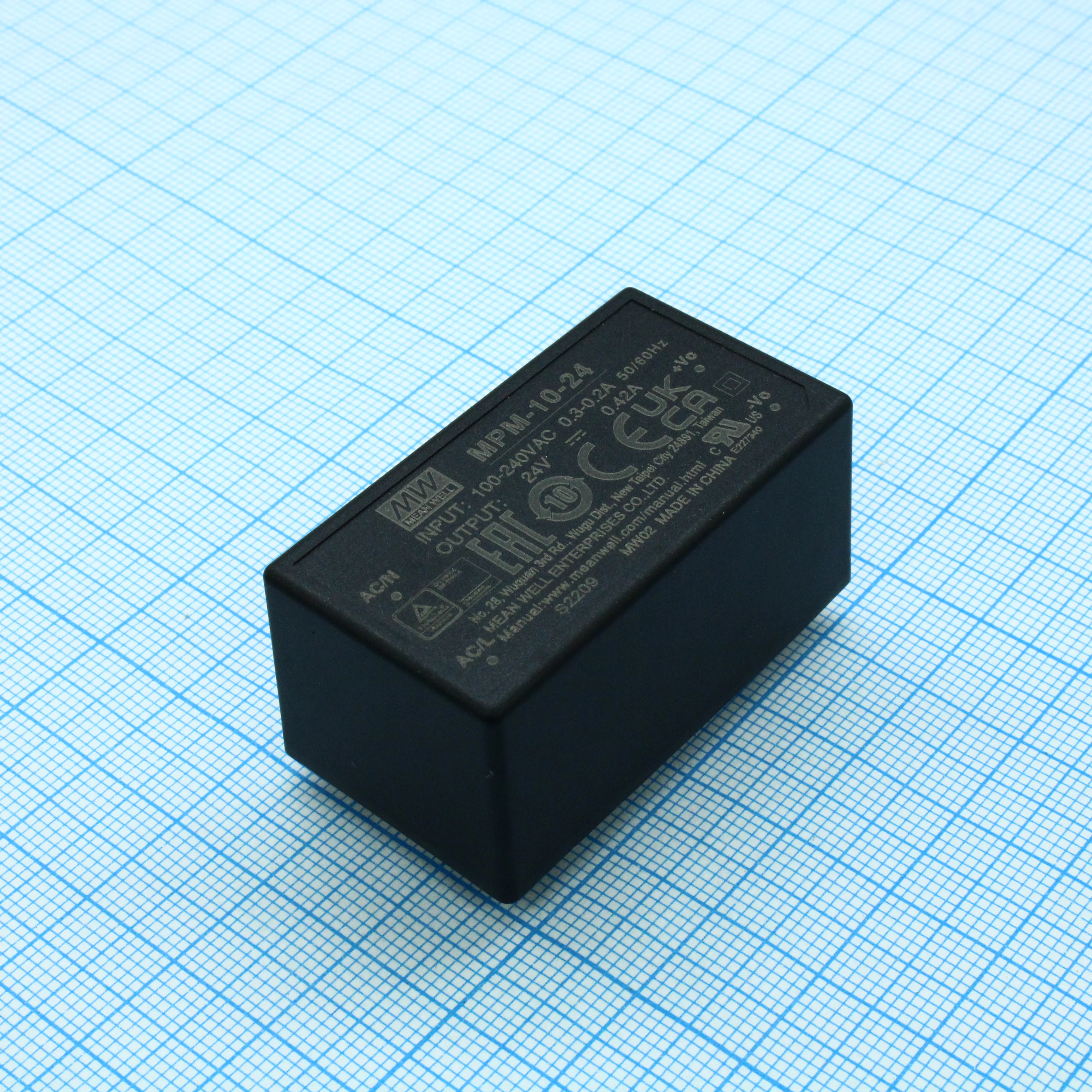 MPM-10-24 - AC-DC med, 10Вт, вход 80...264В AC 47...440 Гц, выход 24В/0.42А, изоляция 4000В AC, на плату, 45.7х25.4х21.5мм, -40...+85°C