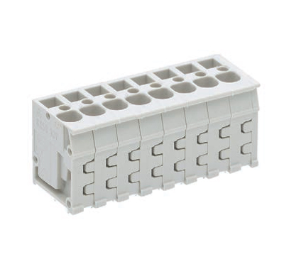 Клемма Wiecon 8158 / 8 TOP V OB - Клемма на печатную плату, подвод кабеля сверху, 8 полюсов, шаг: 5,00 мм, пружинная фиксация провода, без маркировки, 300V, 16А, цвет: серый, серия 8158 TOP V/H