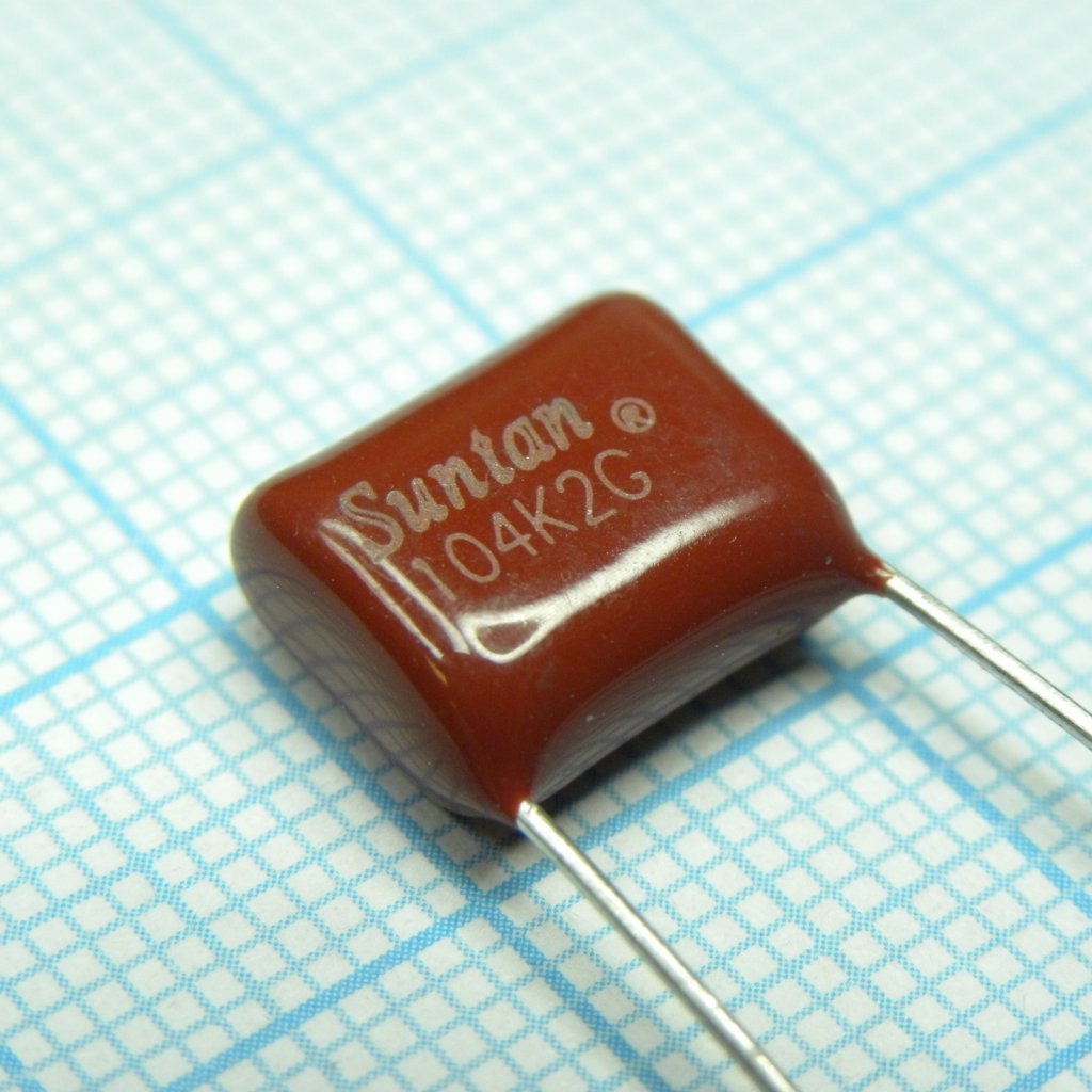 TS02002G104KSB0D0R - Конденсатор металлоплёночный полиэтилентерефталатный 0.1мкФ 400В ±10% (13х7х11мм) шаг выводов 10мм 85°С россыпь