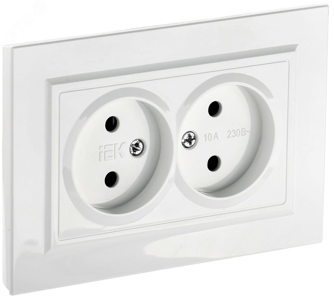 Розетка 2-м СП BRITE РС12-2-БрБ 10А в сборе без заземл. без защ. шторок бел. BR-R20-10-K01-F