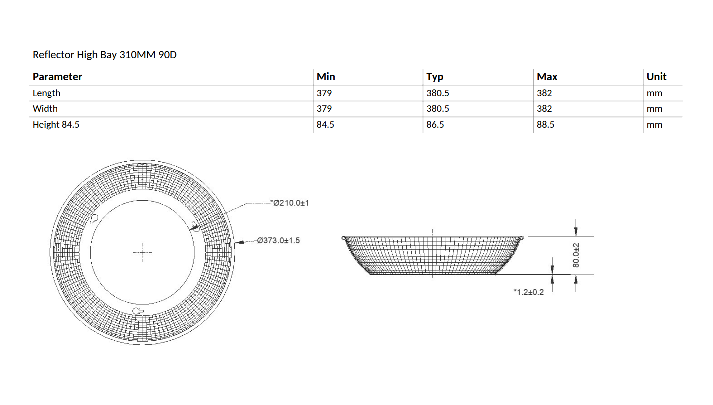 Reflector High Bay 310mm 60D - Рефлектор для Philips CertaFlux High Bay Module, 310мм, 60°
