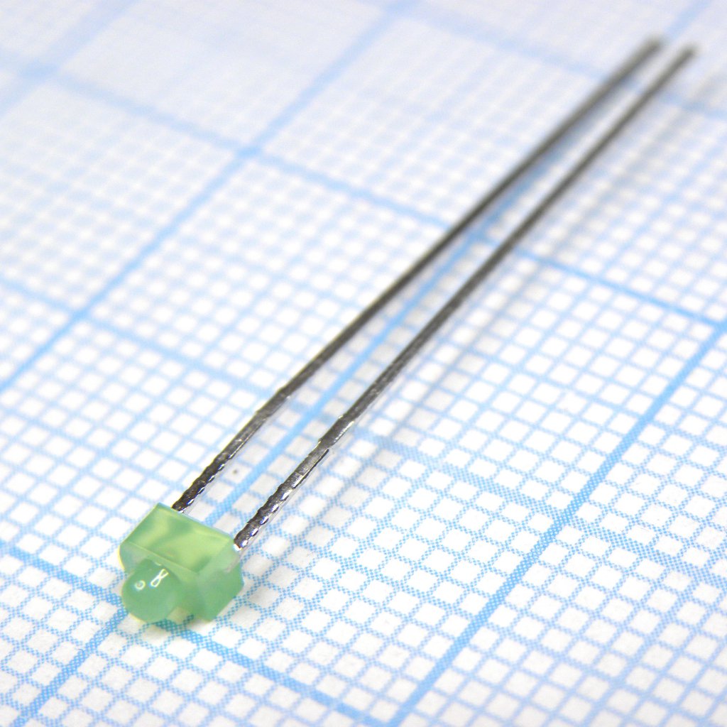 L-2060GD - Светодиод 1,8мм/зеленый/568нм/5-10мкд/70°